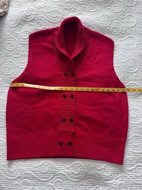Red Shawl Collar Button-Front Women’s Sweater Vest